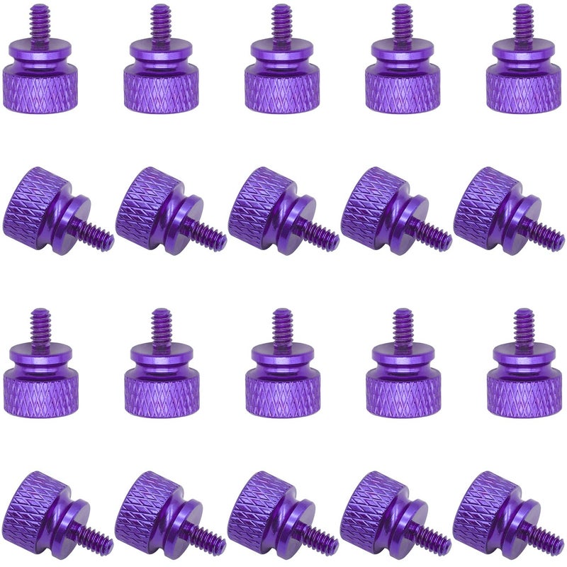 Powlankou 20 Pieces 6#-32 Computer Case Screws, Anodized Aluminum Thumbscrews, Fully Threaded Knurled Thumbscrews, Thumb Screws (Purple) - Image 1